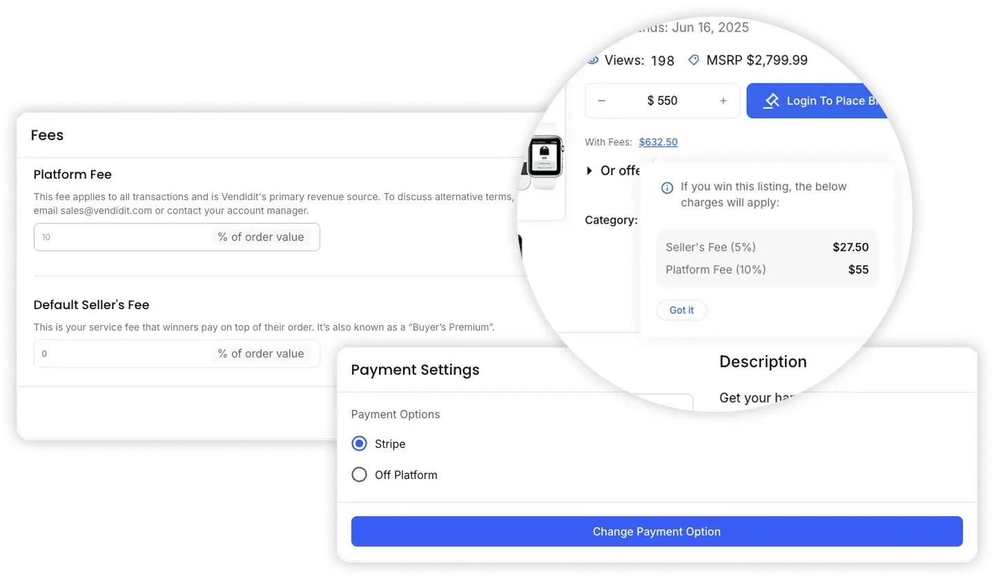 Vendidit fees and payments dashboard