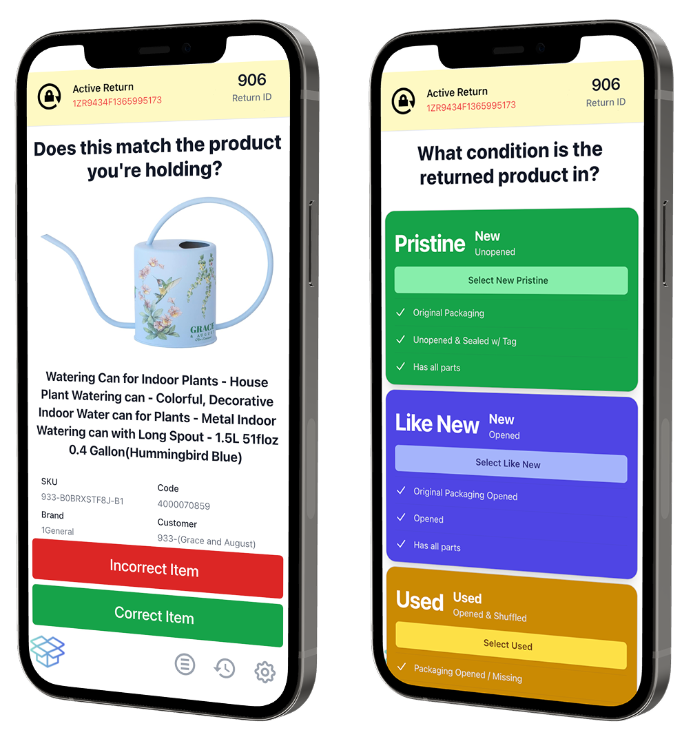Upstream colour-coded step-by-step return process