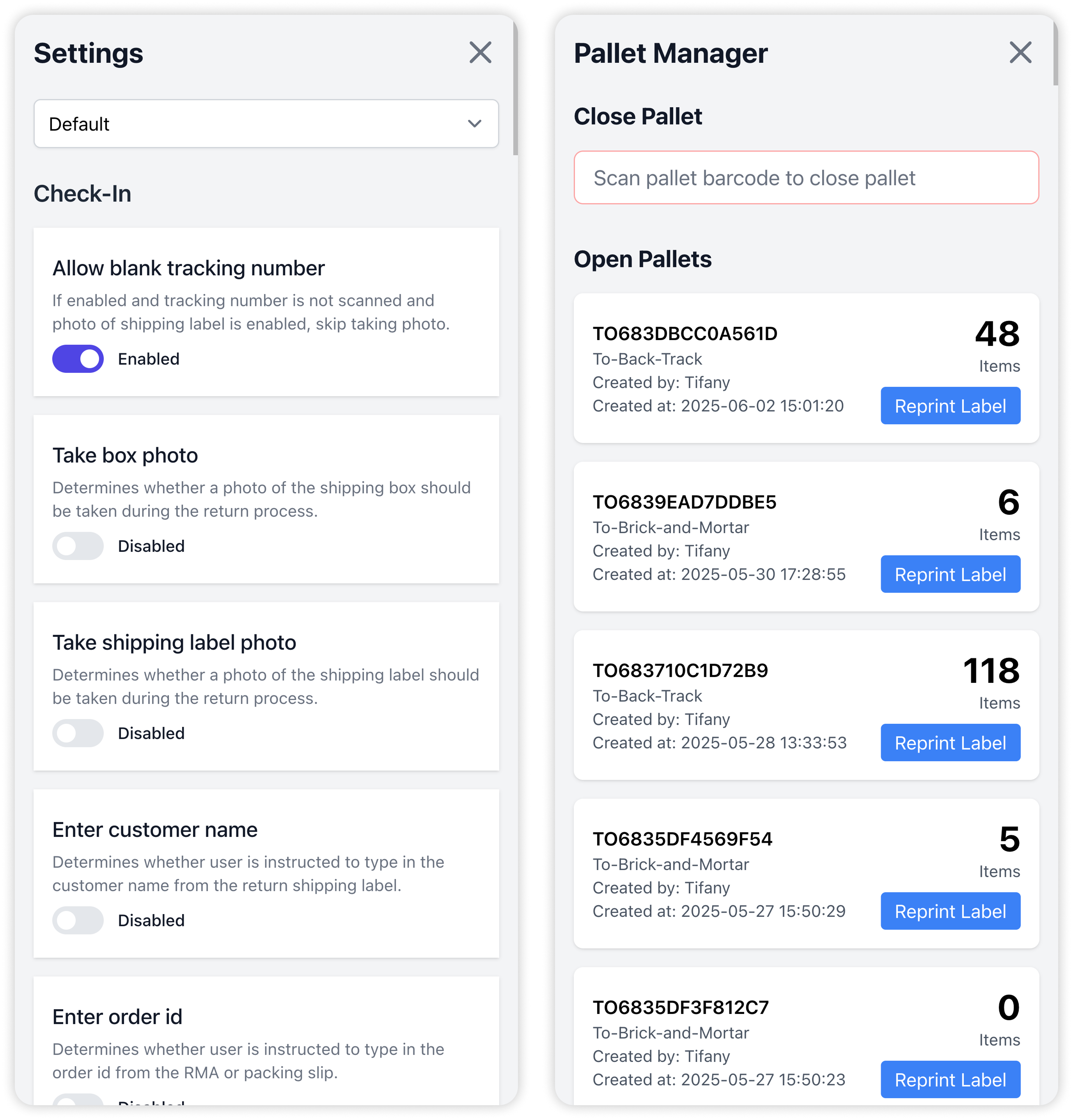 Upstream item-processing settings panel